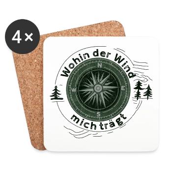 Conception de la boussole – Là où le vent m’emporte - Dessous de verre (lot de 4) - blanc - Devant