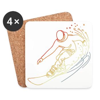 Vintage Snowboarder Sketch - Coasters (set of 4) - white - Front