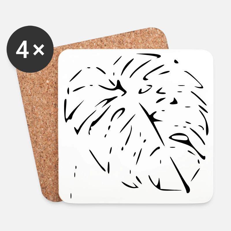 Monstera - Untersetzer (4er-Set) - Weiß