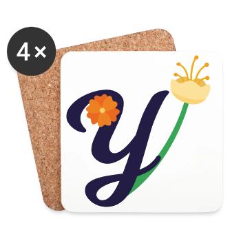 Elegant letter 'Y' with flowers - Coasters (set of 4) - white - Front