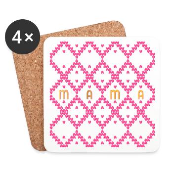 SCHRIFTZUG MAMA HERZEN - Untersetzer (4er-Set) - Weiß - Vorne