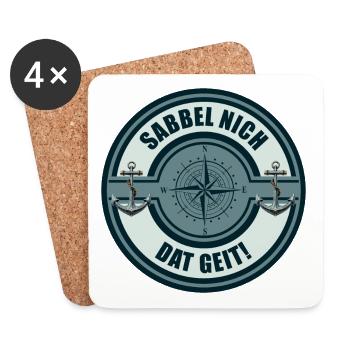 Sabbel nich - Dat geit! - Untersetzer (4er-Set) - Weiß - Vorne