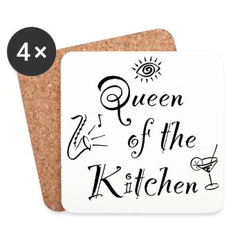 Women's Cooking Apron - Coasters (set of 4) - white - Front