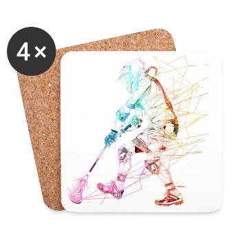 Lacrosse Player Sketch - Coasters (set of 4) - white - Front