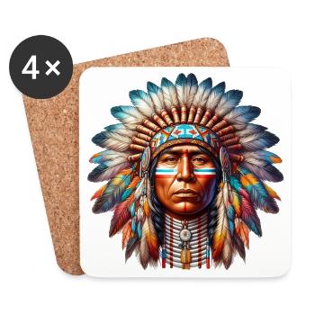 Amérindien Américain - Dessous de verre (lot de 4) - blanc - Devant