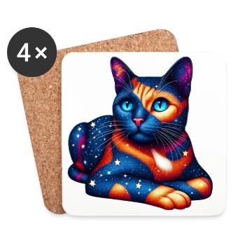 Cat - Coasters (set of 4) - white - Front