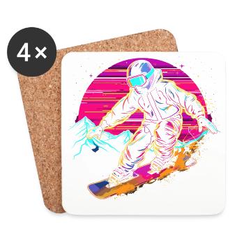 Snowboarder Vaporwave - Dessous de verre (lot de 4) - blanc - Devant