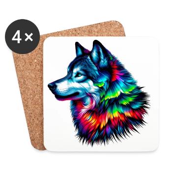 Loup - Dessous de verre (lot de 4) - blanc - Devant