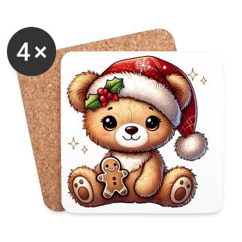 Cute Christmas teddy bear with gingerbread - Coasters (set of 4) - white - Front