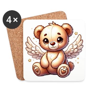 Teddybär Engel-süßer Begleiter der Weihnachtszeit - Untersetzer (4er-Set) - Weiß - Vorne