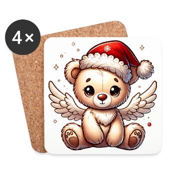 Ours en peluche ange doux compagnon de Noël - Dessous de verre (lot de 4) - blanc - Devant
