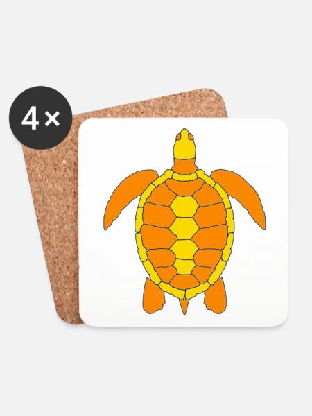 SCHILDKRÖTE - Untersetzer (4er-Set) - Weiß
