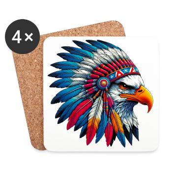 Aigle amérindien Peaux rouges américaines - Dessous de verre (lot de 4) - blanc - Devant