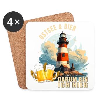 Ostsee und Bier, darum bin ich hier - Untersetzer (4er-Set) - Weiß - Vorne