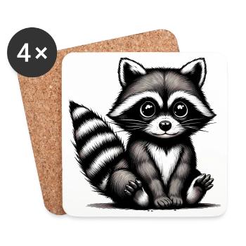 Waschbär - Untersetzer (4er-Set) - Weiß - Vorne
