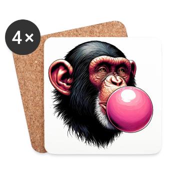 Affe - Untersetzer (4er-Set) - Weiß - Vorne