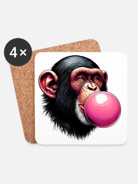 Monkey - Coasters (set of 4) - white