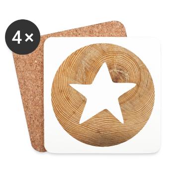 Circle Wooden Star Christmas Nature Symbol Xmas - Coasters (set of 4) - white - Front