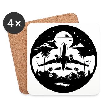 Graphisme d’avion - Dessous de verre (lot de 4) - blanc - Devant