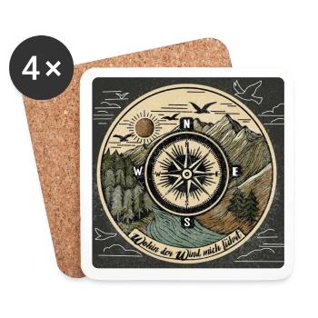 Là où le vent nous emporte – Nature Compass Design - Dessous de verre (lot de 4) - blanc - Devant