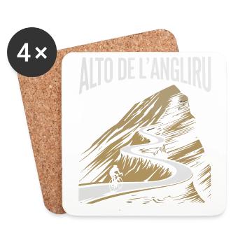 Montée de l’Alto de L’Angliru - Dessous de verre (lot de 4) - blanc - Devant