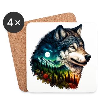 Wolf - Coasters (set of 4) - white - Front