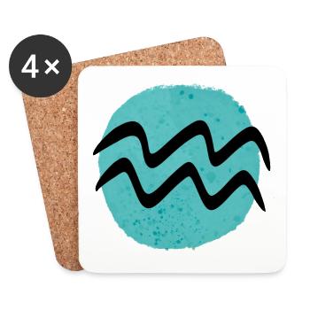 Zodiac sign Aquarius - Coasters (set of 4) - white - Front