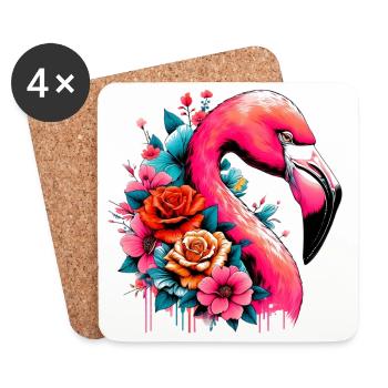 Flamant - Dessous de verre (lot de 4) - blanc - Devant
