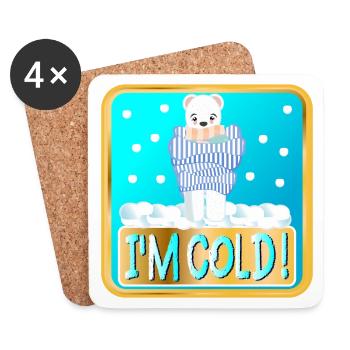 I AM COLD - WINTER POLAR BEARS - Coasters (set of 4) - white - Front