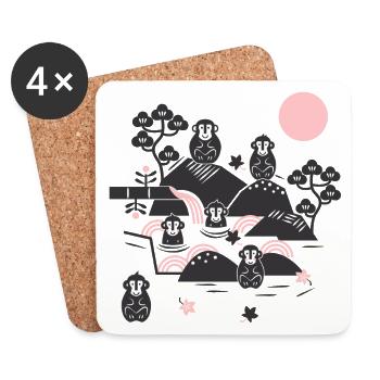 Chilling Monkeys in a Hot Spring l black pink - Untersetzer (4er-Set) - Weiß - Vorne