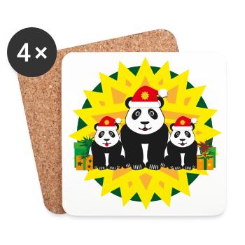 Liebe Panda Familie mit Weihnachtsmützen. - Untersetzer (4er-Set) - Weiß - Vorne