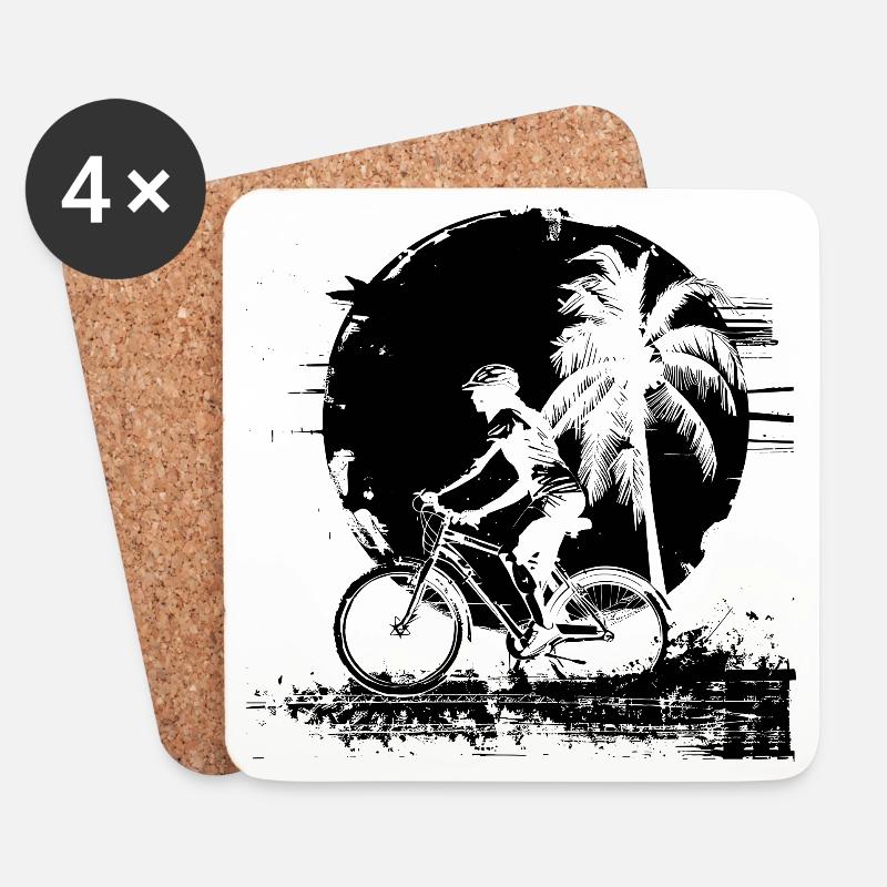 Radfahrerin Mädchen - Untersetzer (4er-Set) - Weiß