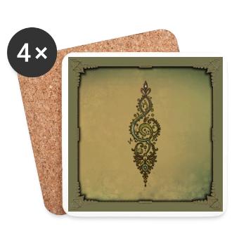 Clé de sol ornée - Dessous de verre (lot de 4) - blanc - Devant