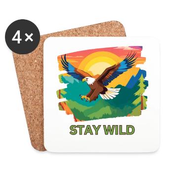 Restez sauvage - Nature et aventure - Partez en pleine nature - Dessous de verre (lot de 4) - blanc - Devant