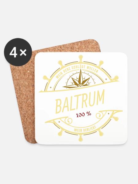 Mein Herz schlägt Wellen - Baltrum - Untersetzer (4er-Set) - Weiß