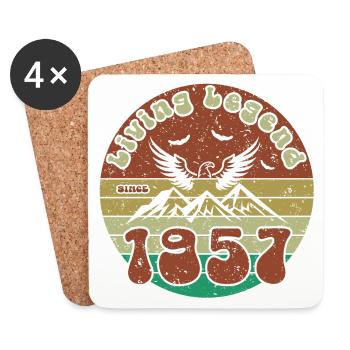 67e anniversaire Légende vivante depuis VIN 1957 - Dessous de verre (lot de 4) - blanc - Devant