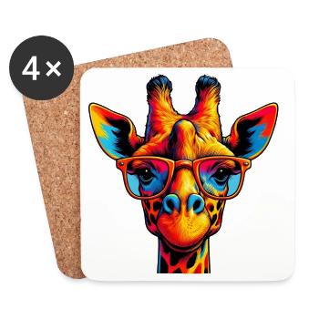 Girafe - Dessous de verre (lot de 4) - blanc - Devant