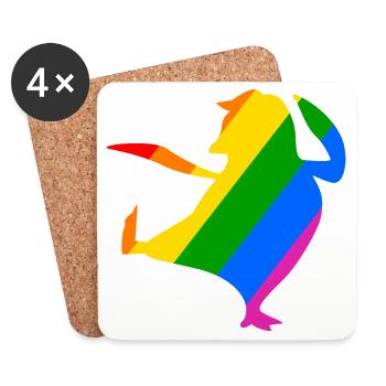 Rainbow Penguin Does Karate - Coasters (set of 4) - white - Front