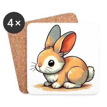 Lapin - Dessous de verre (lot de 4) - blanc - Devant