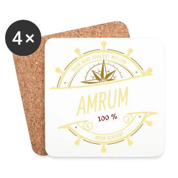Mein Herz schlägt Wellen - Amrum - Untersetzer (4er-Set) - Weiß - Vorne