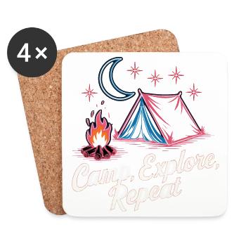 Camp Explore Repeat - Coasters (set of 4) - white - Front
