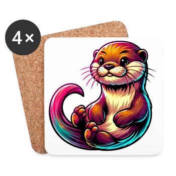 Otter - Coasters (set of 4) - white - Front