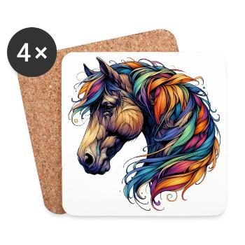 Cheval - Dessous de verre (lot de 4) - blanc - Devant