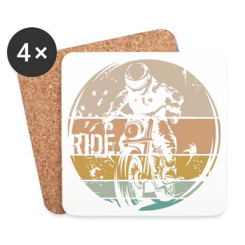 Retro Motorcyclist – Ride | Cafe Racer & Chopper - Coasters (set of 4) - white - Front