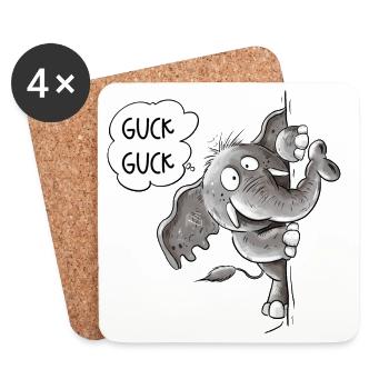 Drolliger Elefant Tiermotiv Wildtier Elefanten - Untersetzer (4er-Set) - Weiß - Vorne