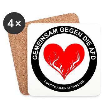 Gemeinsam gegen die AfD - LOVERS AGAINST FASCISM - Untersetzer (4er-Set) - Weiß - Vorne