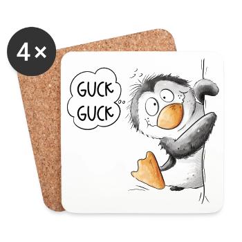 Guck Guck Pinguin Wildtier Tiermotiv Cartoon - Untersetzer (4er-Set) - Weiß - Vorne