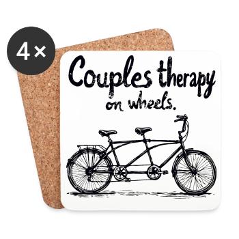 Tandem Couple Bicycle Therapy - Coasters (set of 4) - white - Front