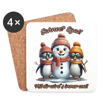 Schnee? Egal! Winterspaß mit Freunden - Untersetzer (4er-Set) - Weiß - Vorne