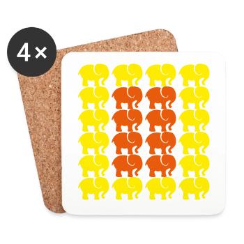 Éléphant - Dessous de verre (lot de 4) - blanc - Devant